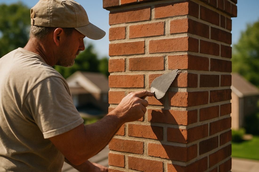 ASH Chimney technician performing masonry & rebuild work on a Minneapolis, MN home