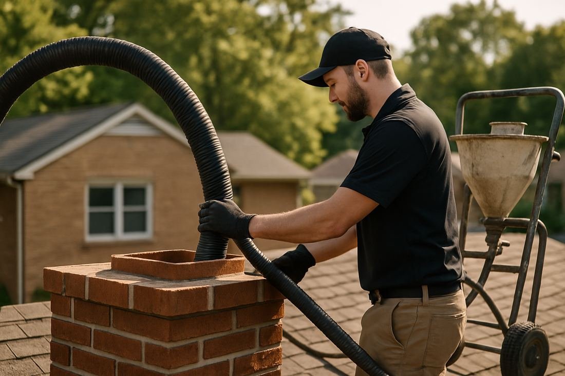 ASH Chimney technician performing chimney relining work on a Minneapolis, MN home