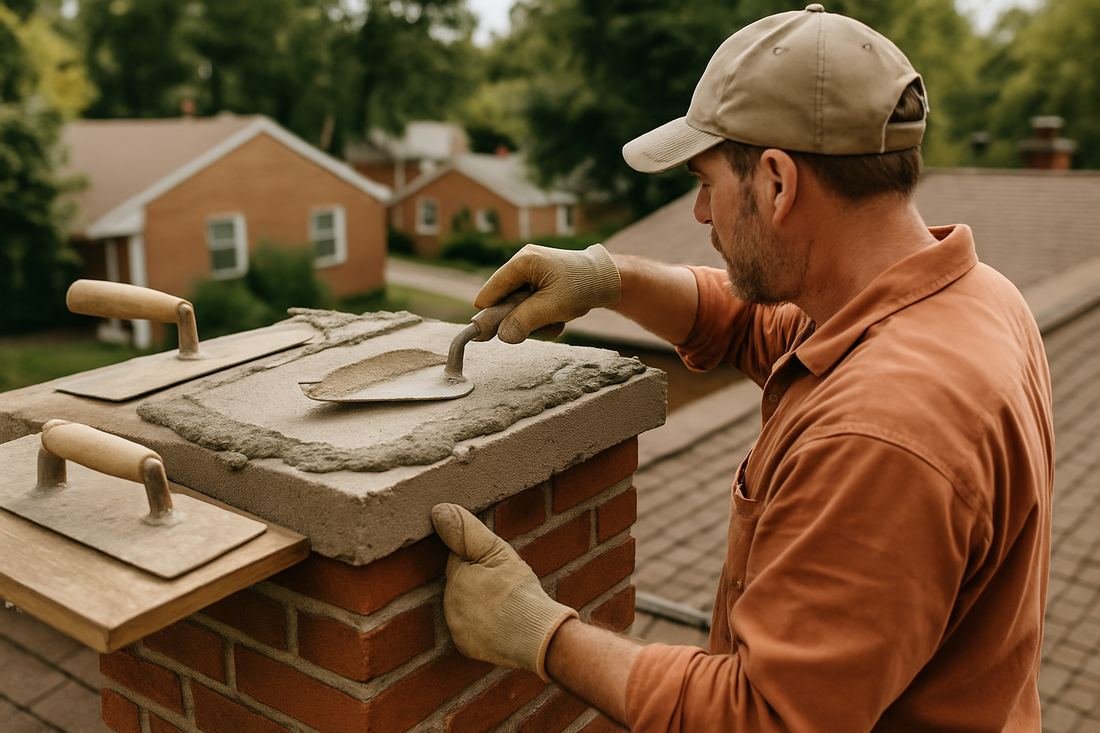 ASH Chimney technician performing masonry & rebuild work on a Minneapolis, MN home
