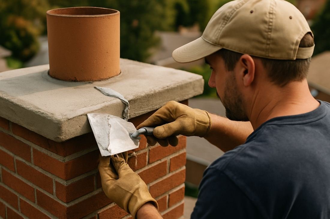 ASH Chimney technician performing chimney repair work on a Minneapolis, MN home