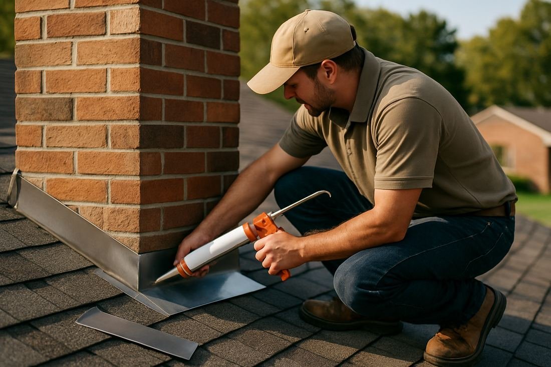 ASH Chimney technician performing chimney repair work on a Minneapolis, MN home