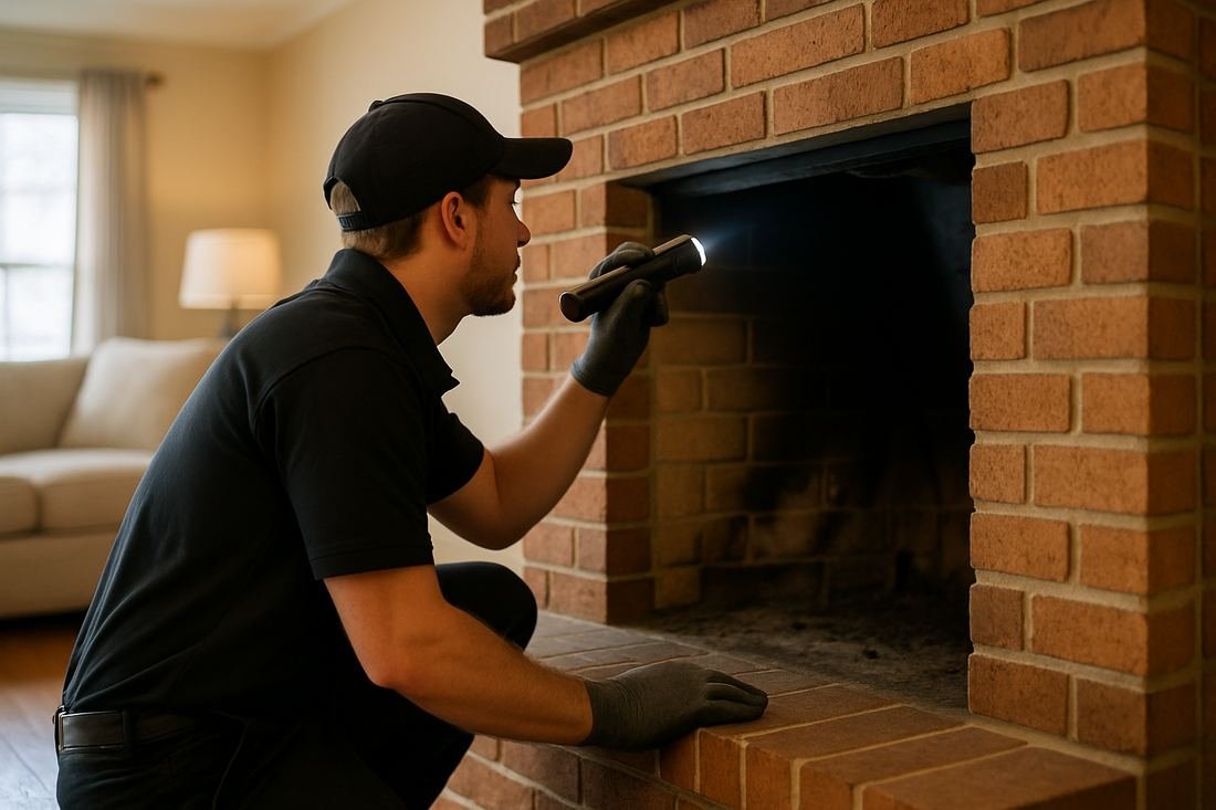 ASH Chimney technician performing chimney inspection work on a Minneapolis, MN home