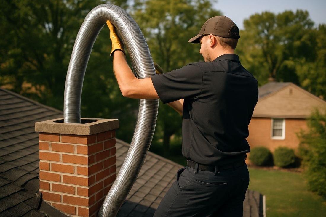 ASH Chimney technician performing chimney relining work on a Minneapolis, MN home
