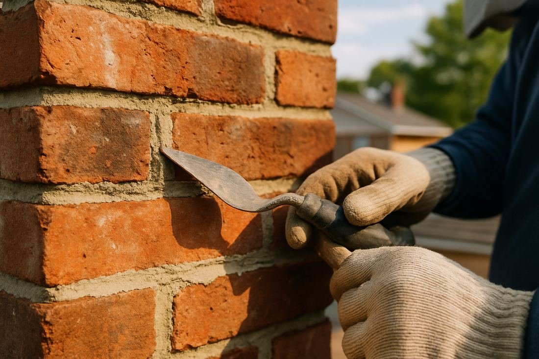 ASH Chimney technician performing chimney repair work on a Minneapolis, MN home