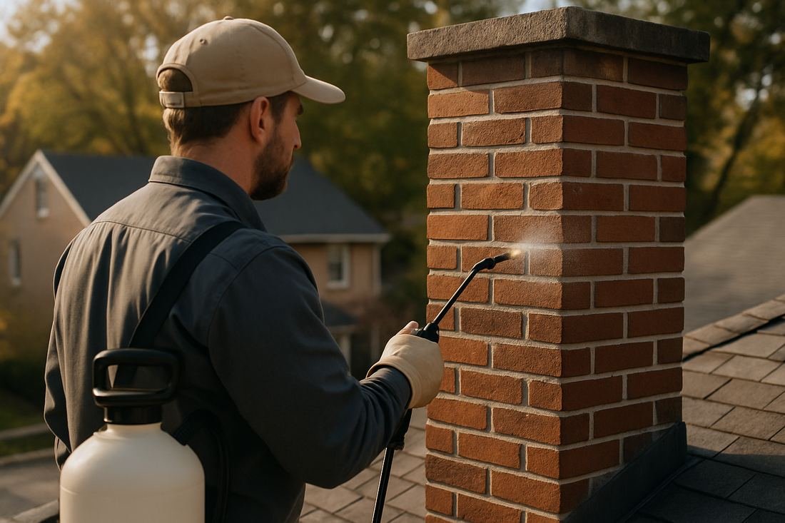 ASH Chimney technician performing chimney repair work on a Minneapolis, MN home