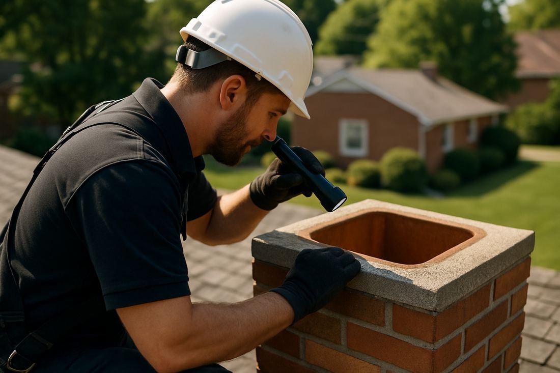 ASH Chimney technician performing chimney relining work on a Minneapolis, MN home
