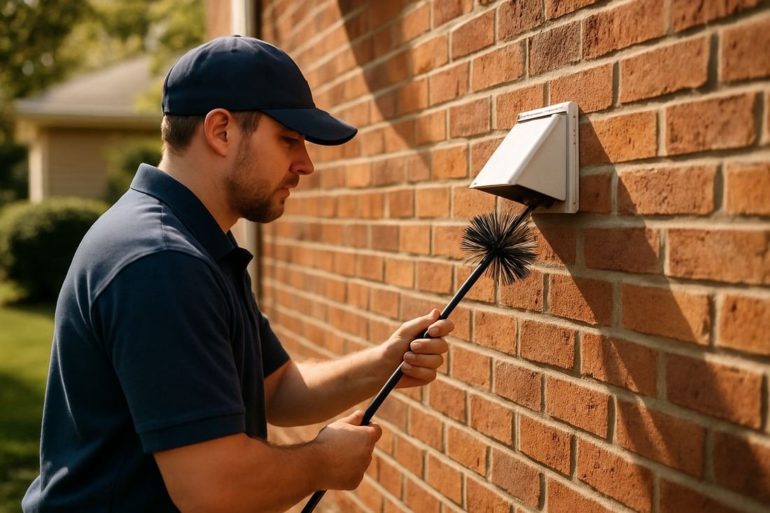 ASH Chimney technician performing cleaning & sweeping work on a Minneapolis, MN home