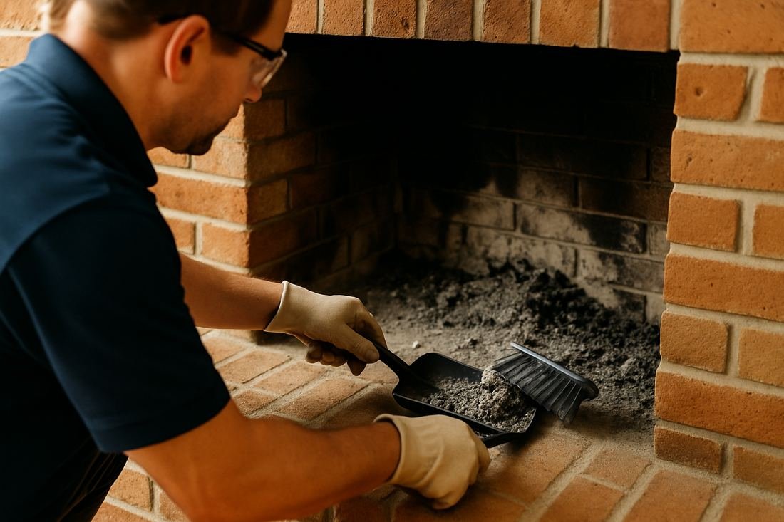 ASH Chimney technician performing cleaning & sweeping work on a Minneapolis, MN home