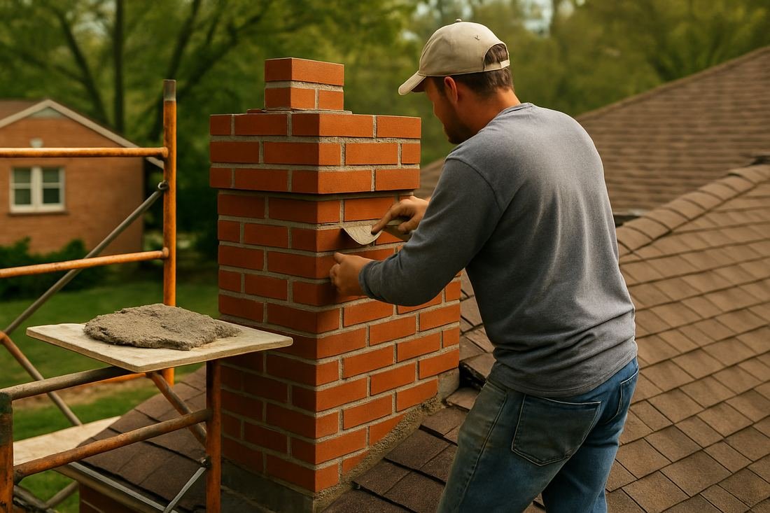 ASH Chimney technician performing masonry & rebuild work on a Minneapolis, MN home