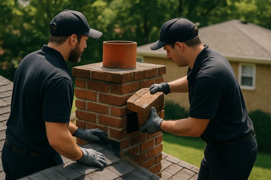 ASH Chimney technician performing chimney inspection work on a Minneapolis, MN home