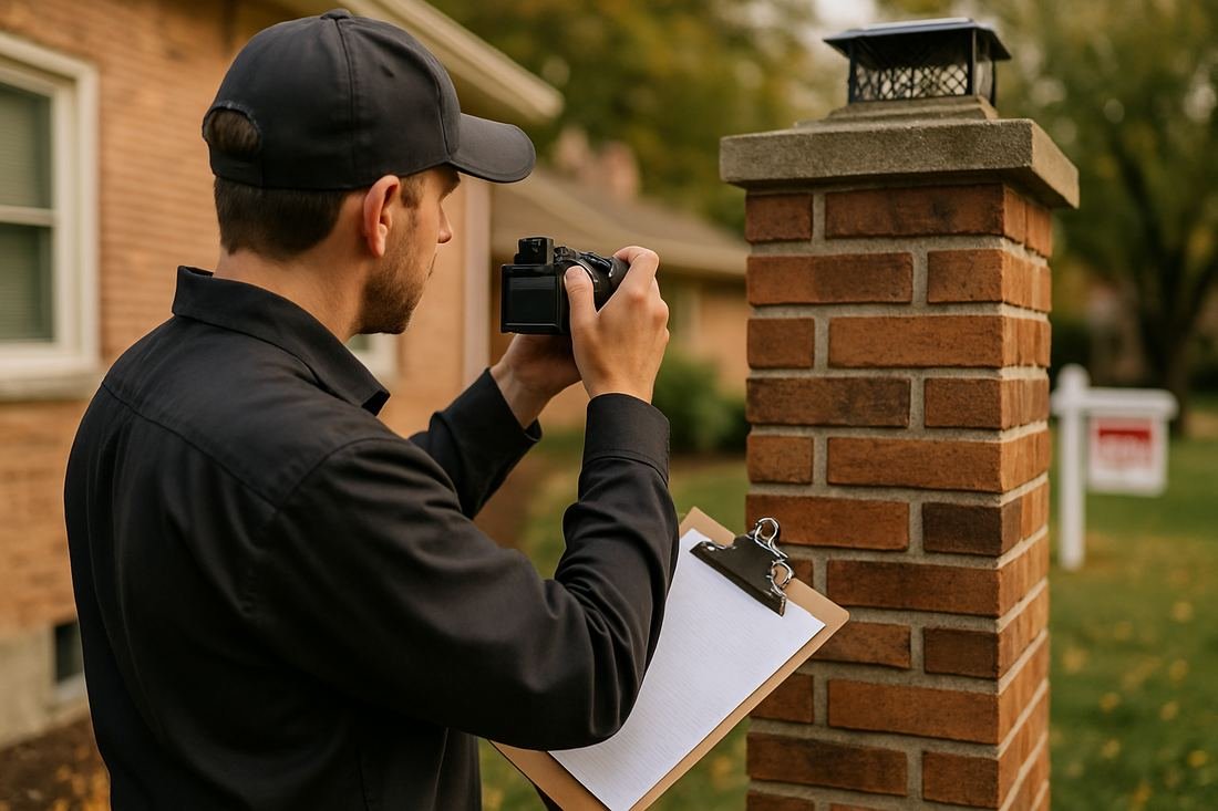 ASH Chimney technician performing chimney inspection work on a Minneapolis, MN home