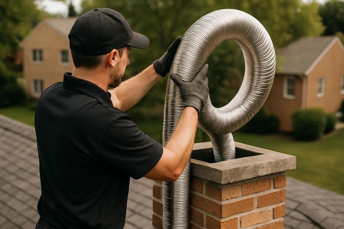 ASH Chimney technician performing chimney relining work on a Minneapolis, MN home