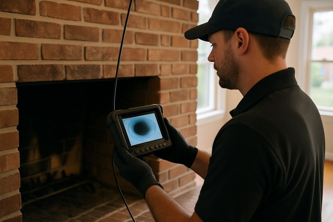 ASH Chimney technician performing chimney inspection work on a Minneapolis, MN home